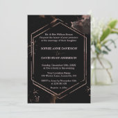 Modern Roos Gold Lijst Black Wedding Formal Kaart (Staand voorkant)