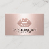 Modern Roos Gold Lips Beauty Salon Make-up Artiest Visitekaartje (Voorkant)