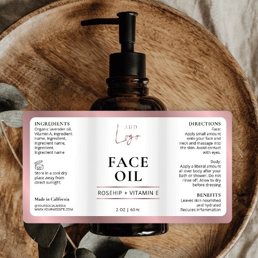 Modern Roos Gold Logo 2OZ Cosmetische huidverzorgi Etiket