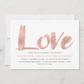 Modern Roos Gold Love bruiloft uitnodiging (Voorkant)