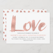 Modern Roos Gold Love bruiloft uitnodiging (Voorkant / Achterkant)