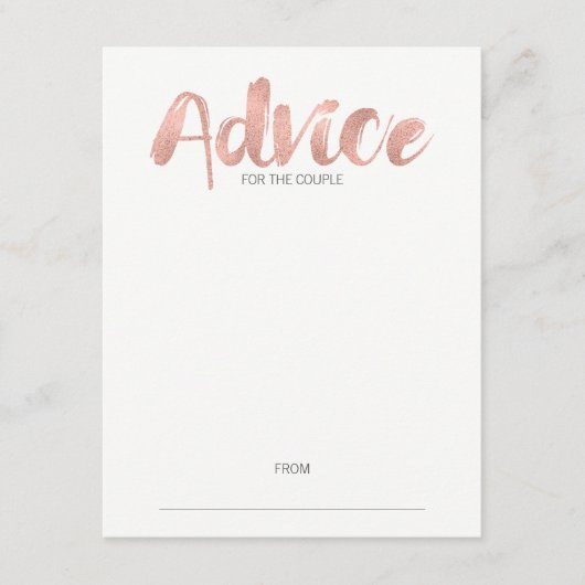 Modern Roos Gold Love Wedding Advice Kaart (Voorkant)