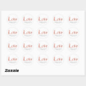 Modern Roos Gold Love Wedding Favor Sticker (Vel)