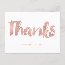 Modern Roos Gold Love Wedding Hartelijk dank Brief Briefkaart