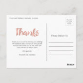 Modern Roos Gold Love Wedding Hartelijk dank Brief Briefkaart (Achterkant)