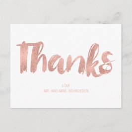 Modern Roos Gold Love Wedding Hartelijk dank Brief Briefkaart