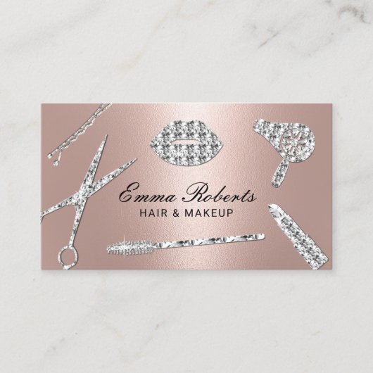 Modern Roos Gold Luxury Makeup Artist & Hair Salon Visitekaartje (Voorkant)