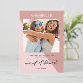 Modern Roos Gold Maid of Honor Voorstel Kaart (Staand voorkant)