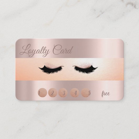 Modern Roos Gold Makeup, Faux Lashes Loyalty Card (Voorkant)