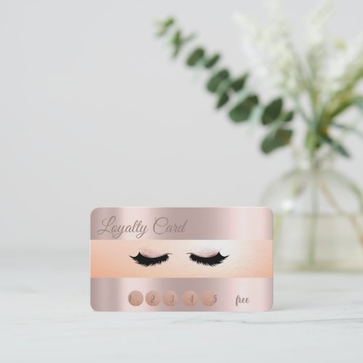 Modern Roos Gold Makeup, Faux Lashes Loyalty Card (Staand voorkant)