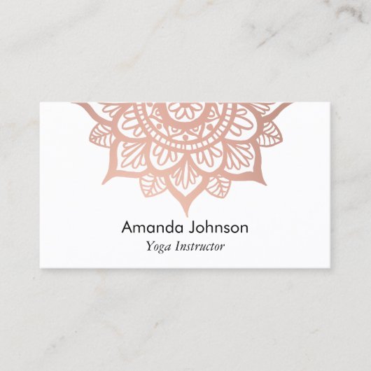Modern Roos Gold Mandala Yoga Instructor Visitekaartje (Voorkant)