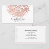 Modern Roos Gold Mandala Yoga Instructor Visitekaartje (Voorkant / Achterkant)