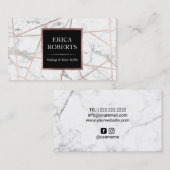 Modern Roos Gold Marble Geometric Beauty Salon Visitekaartje (Voorkant / Achterkant)