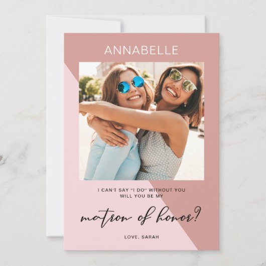 Modern Roos Gold Matron of Honor Voorstel Kaart (Voorkant)