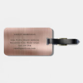 Modern Roos Gold Metal Twee Monogram Initiaal Bagagelabel (Achterkant horizontaal)