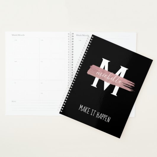 Modern Roos Gold Monogram & Motivation Black Planner (Display)