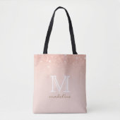 Modern Roos Gold Monogram script Tote Bag (Voorkant)