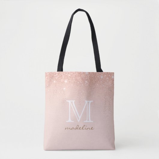 Modern Roos Gold Monogram script Tote Bag (Voorkant)