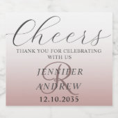 Modern Roos Gold Monogram Weddenschap Sparkling Wijnetiket (Enkel label)