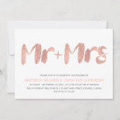 Modern Roos Gold Mr. en Mrs. Wedding Invitation Kaart (Voorkant)