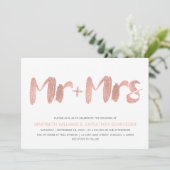 Modern Roos Gold Mr. en Mrs. Wedding Invitation Kaart (Staand voorkant)