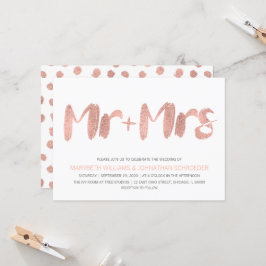 Modern Roos Gold Mr. en Mrs. Wedding Invitation Kaart
