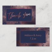 Modern Roos Gold & Navy gemarmerd Dank u Informatiekaartje (Voorkant / Achterkant)