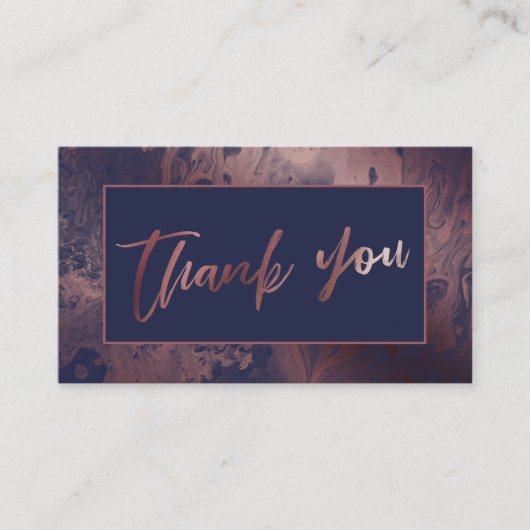 Modern Roos Gold & Navy gemarmerd Dank u Informatiekaartje (Voorkant)