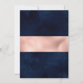 Modern Roos Gold Navy Stripe Waterverf bruiloft Kaart (Achterkant)