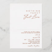 Modern | Roos Gold Niets Fancy Net Love Real Folie Uitnodiging (Voorkant)