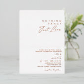 Modern | Roos Gold Niets Fancy Net Love Real Folie Uitnodiging (Staand Voorkant)