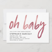 Modern Roos Gold Oh Baby shower Kaart (Voorkant)