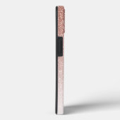 Modern Roos Gold Ombre Glitter Monogram Case-Mate iPhone Case (Achterkant / Rechts)