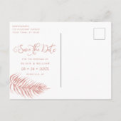 Modern Roos Gold Palm Leaf Wedding Aankondigingskaart (Achterkant)