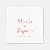 Modern Roos Gold Persoonlijk Heart Wedding Servet (Voorkant)