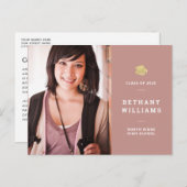 Modern Roos & Gold Photo Afstuderen Briefkaart (Voorkant / Achterkant)