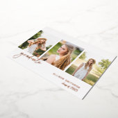 Modern Roos Gold Photo Afstuderen Folie Uitnodiging (Gedraaid)