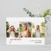 Modern Roos Gold Photo Afstuderen Folie Uitnodiging (Staand Voorkant)