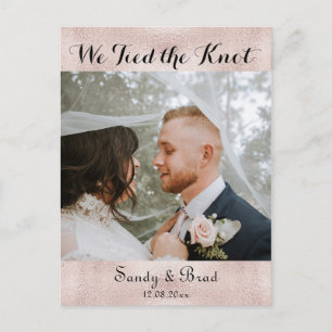 Modern Roos Gold Photo Wedding aangekondigd Briefkaart
