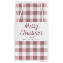 Modern Roos Gold Plaid Vrolijk Kerstfeest Klein Cadeauzakje