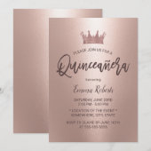 Modern Roos Gold Princess Quinceanera 15 Birthday Kaart (Voorkant / Achterkant)