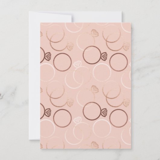 Modern Roos Gold Rings Bruiloft Receptie Kaart (Achterkant)