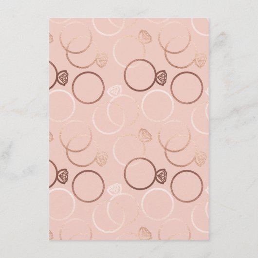 Modern Roos Gold Rings Bruiloft Receptie Kaart (Achterkant)