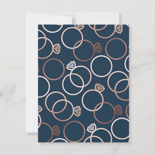 Modern Roos Gold Rings Bruiloft RSVP Reageer Kaart (Achterkant)