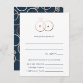 Modern Roos Gold Rings Bruiloft RSVP Reageer Kaart (Voorkant / Achterkant)