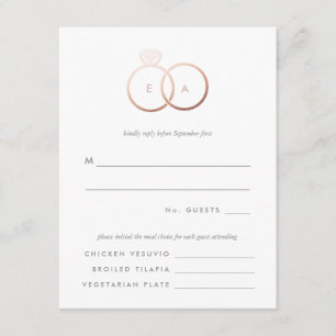 Modern Roos Gold Rings Bruiloft RSVP Reageer Kaart