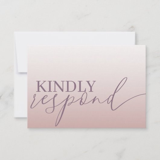 Modern Roos Gold RSVP Calligrafie Wedding Kaartje (Voorkant)