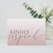 Modern Roos Gold RSVP Calligrafie Wedding Kaartje (Staand voorkant)