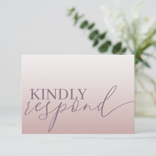 Modern Roos Gold RSVP Calligrafie Wedding Kaartje (Staand voorkant)