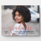 Modern Roos Gold Script Afstuderen foto-Afstuderen Fotoplaat (Voorkant)